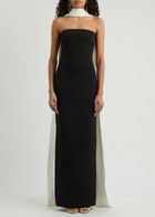 Solace London Ainhoa Scarf-effect Strapless Gown Black