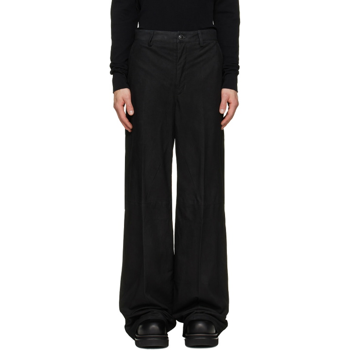 Photo: Rick Owens Black Tower Leather Work Pants