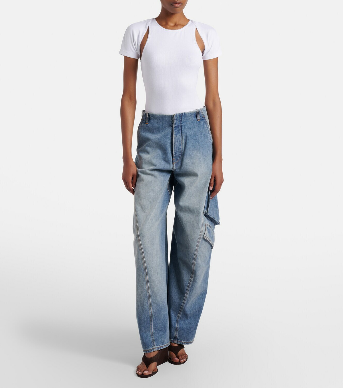 Alaïa Layered ribbed-knit jersey top