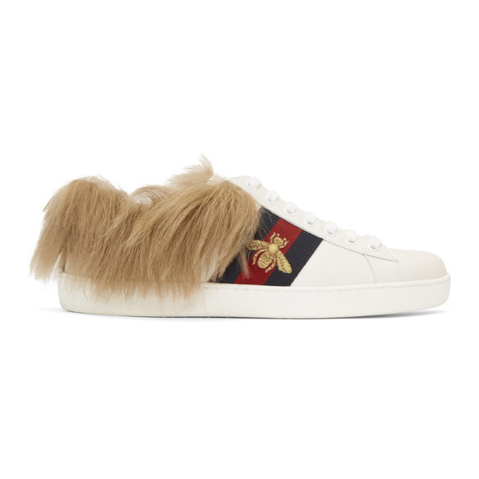 Photo: Gucci White Wool-Lined New Ace Sneakers