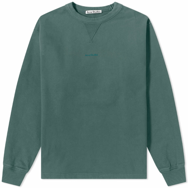 Photo: Acne Studios Men's Fin Stamp Crew Sweat in Pine Green