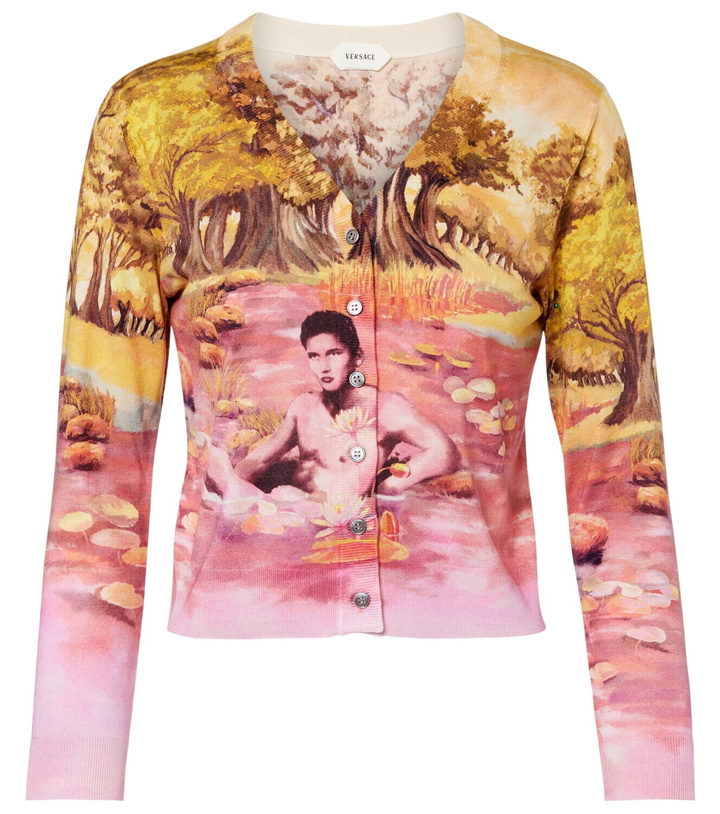 Photo: Versace Printed silk cardigan