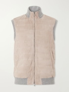 Brunello Cucinelli - Padded Cashmere-Trimmed Quilted Suede Gilet - Brown