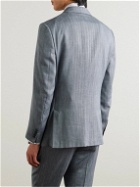 Dunhill - Wool, Cashmere, Silk and Linen-Blend Herringbone Suit Jacket - Gray