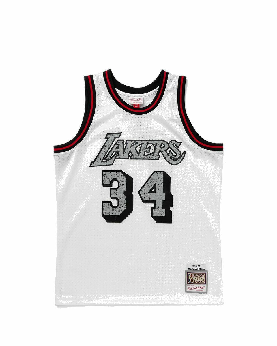 LA Lakers Men's Mitchell & Ness 1996-97 Shaquille O'Neal #34 Space Knit  Swingman Jersey Gold