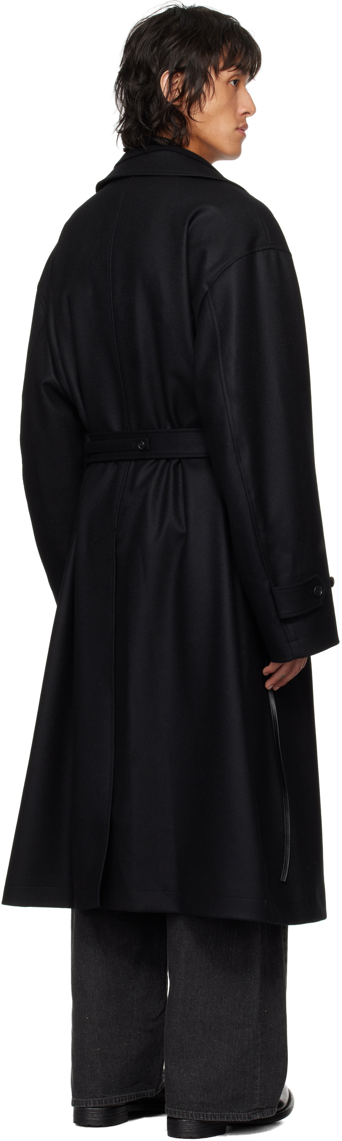 stein Black Oversized Double Breasted Trench Coat