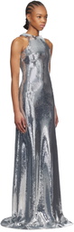 Mônot Silver Tank Top Sequin Maxi Dress