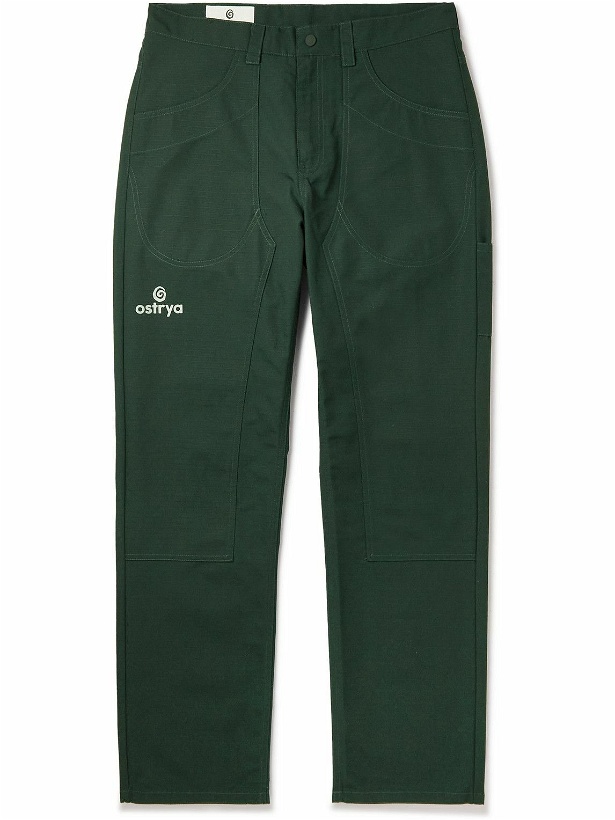 Photo: OSTRYA - Hardy Straight-Leg Logo-Print Ripstop Trousers - Green