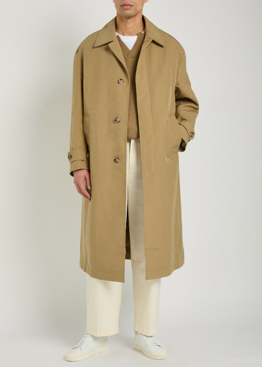 Boss Single-breasted Woven Trench Coat Khaki