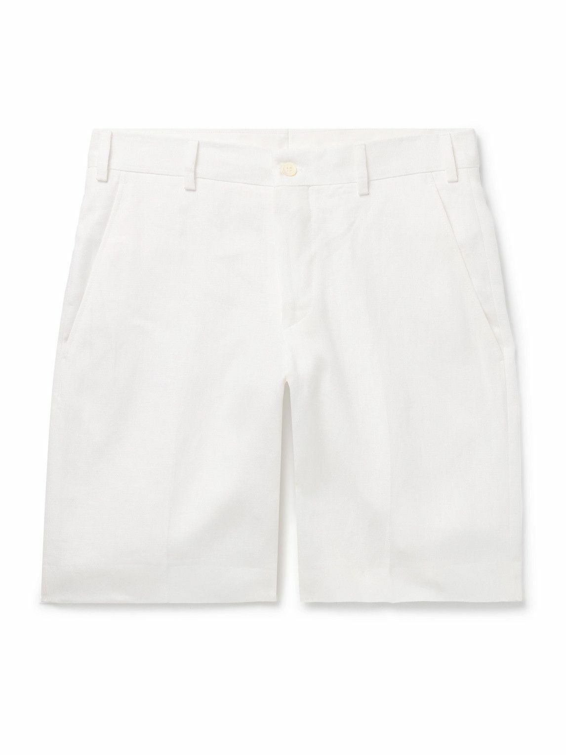 Anderson & Sheppard - Straight-Leg Garment-Dyed Linen Shorts - White