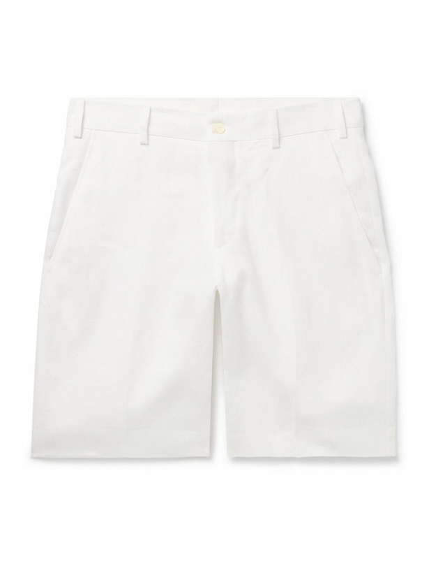 Photo: Anderson & Sheppard - Straight-Leg Garment-Dyed Linen Shorts - White