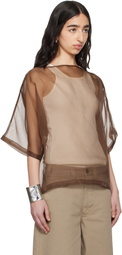 Meta Campania Collective Brown Nat See-Through Silk T-shirt