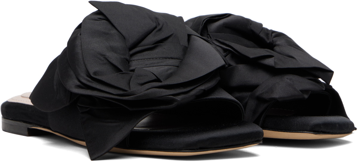 Simone Rocha Black Pressed Rosette Slides