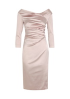 Talbot Runhof Gathered Satin Midi Dress Pink
