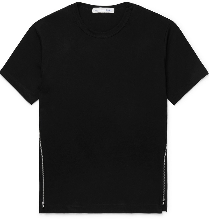 Photo: Comme des Garçons SHIRT - Zip-Detailed Cotton-Jersey T-Shirt - Black