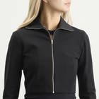 Jil Sander Women's Zip Up Jacket with Ribbed Collar in Black