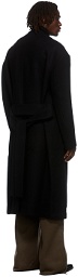 Sean Suen Black Wool Robe Coat
