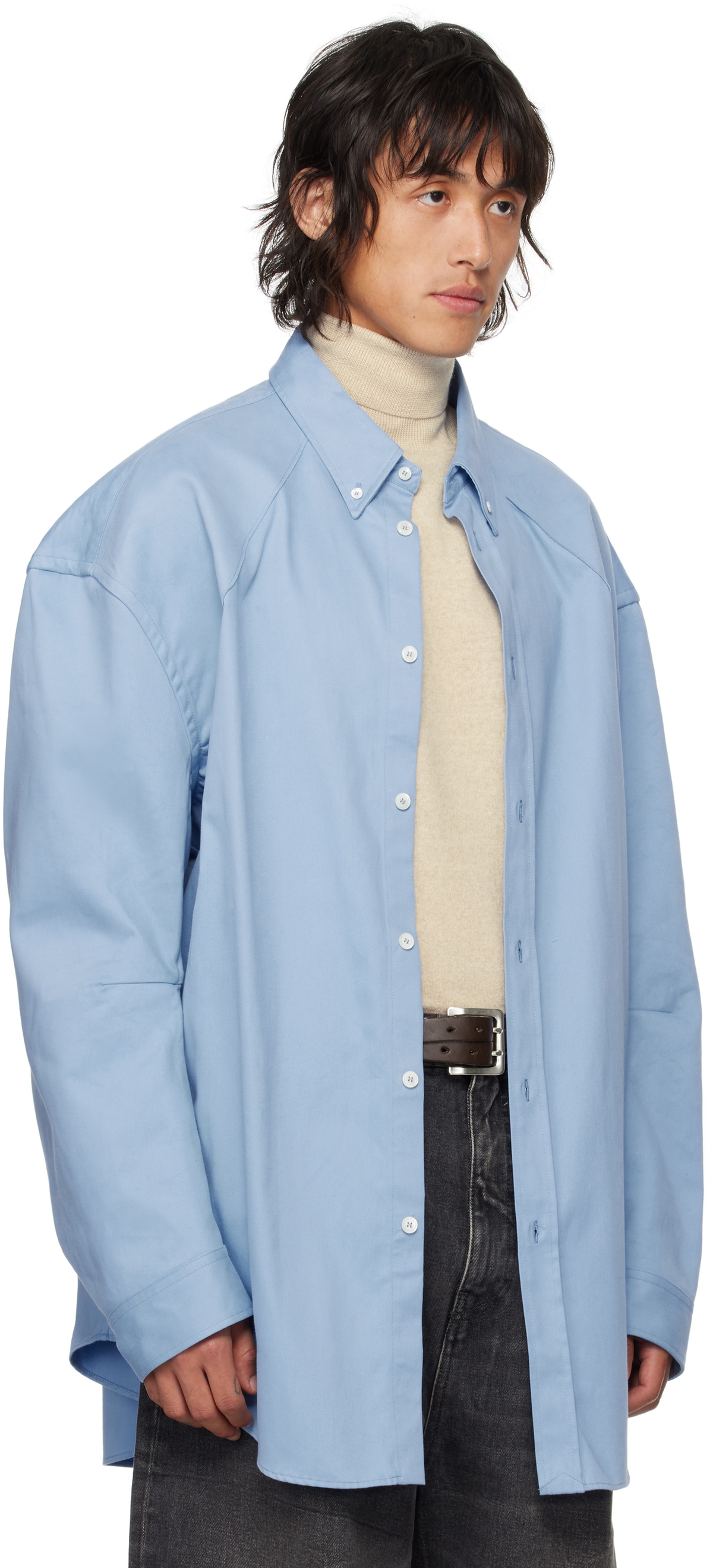 Hed Mayner Blue Moleskin Shirt Hed Mayner