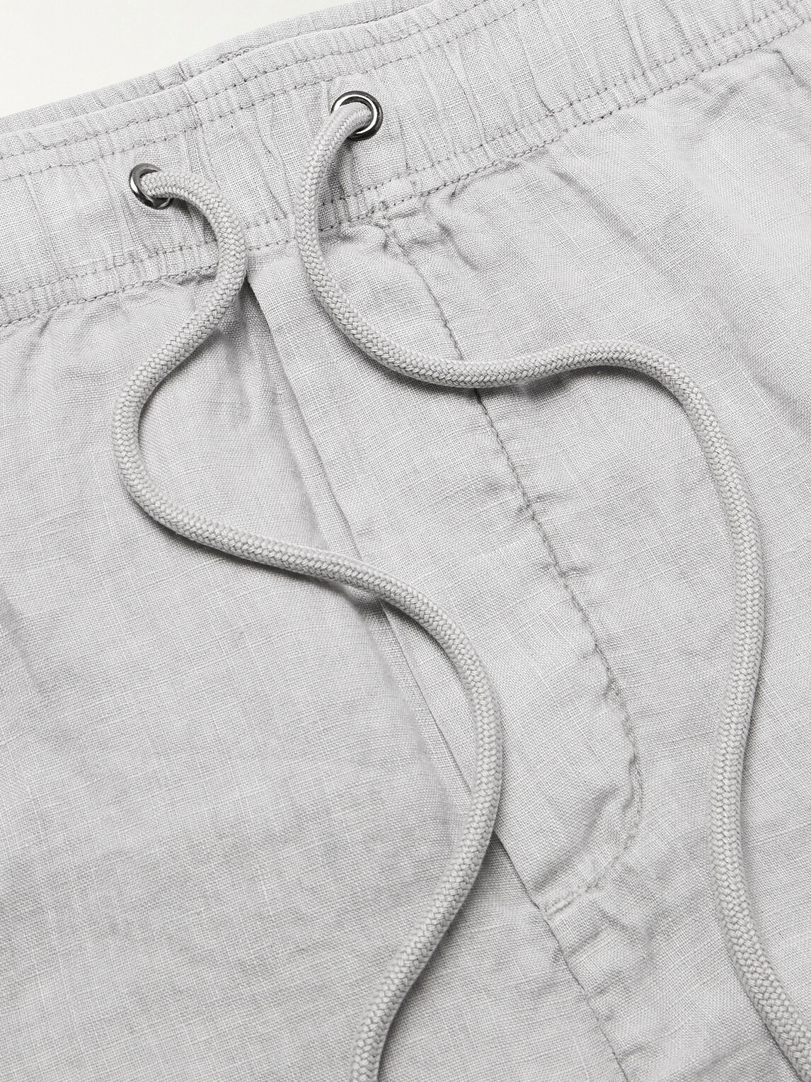 James Perse - Straight-Leg Garment-Dyed Linen Drawstring Shorts - Gray