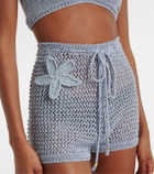 Bananhot Zorya open-knit lamé shorts