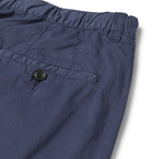 Hartford - Slim-Fit Tapered Pleated Cotton Drawstring Trousers - Blue