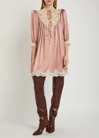 Chloe Lace and Silk Mini Dress Light Pink