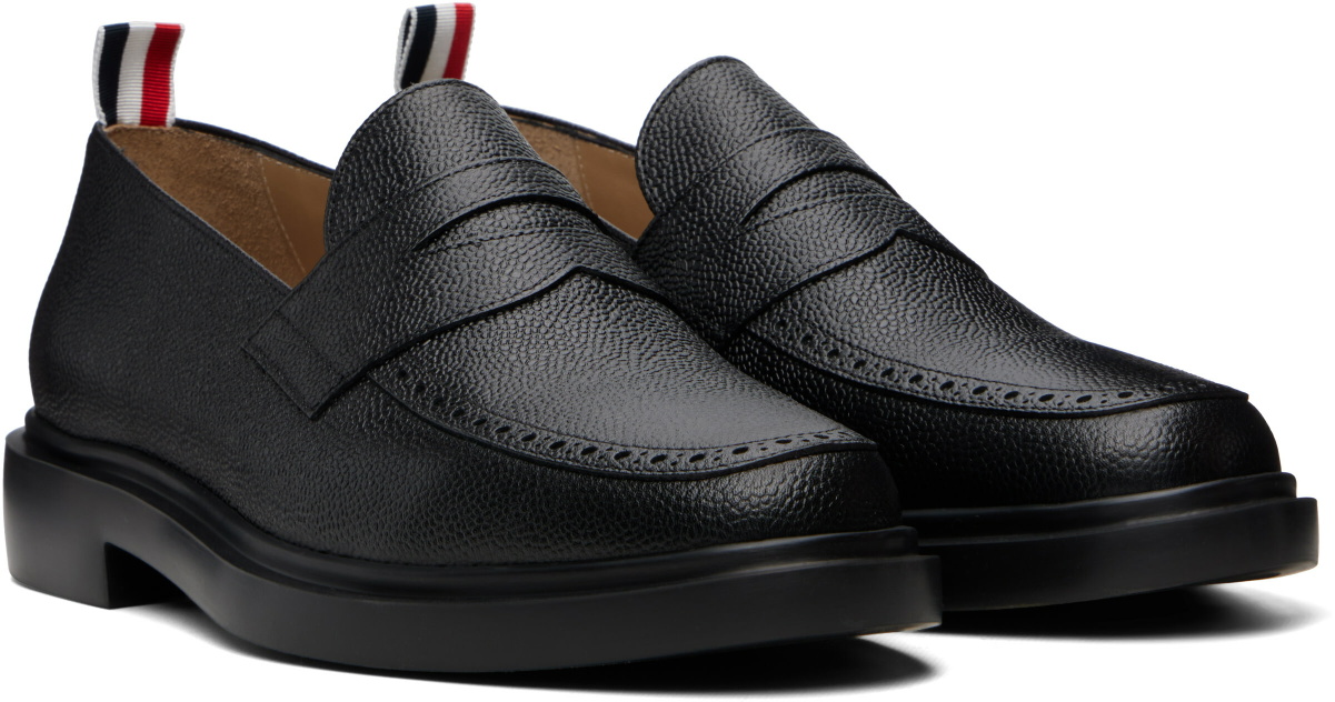 Thom Browne Black Pebble Grain Leather Penny Loafers