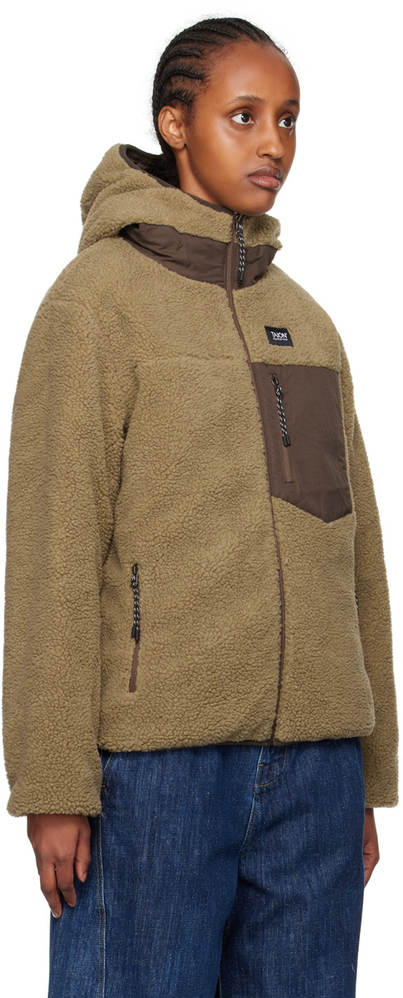 TAION Brown & Beige Hooded Reversible Down Jacket
