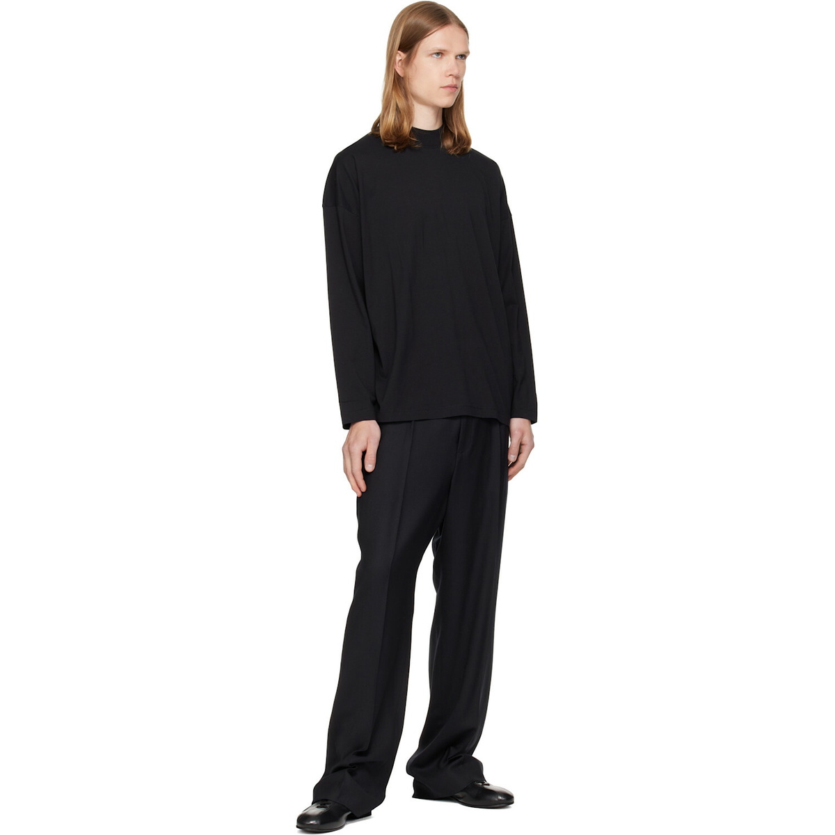 Jil Sander Black Cotton Mock-Neck T-shirt