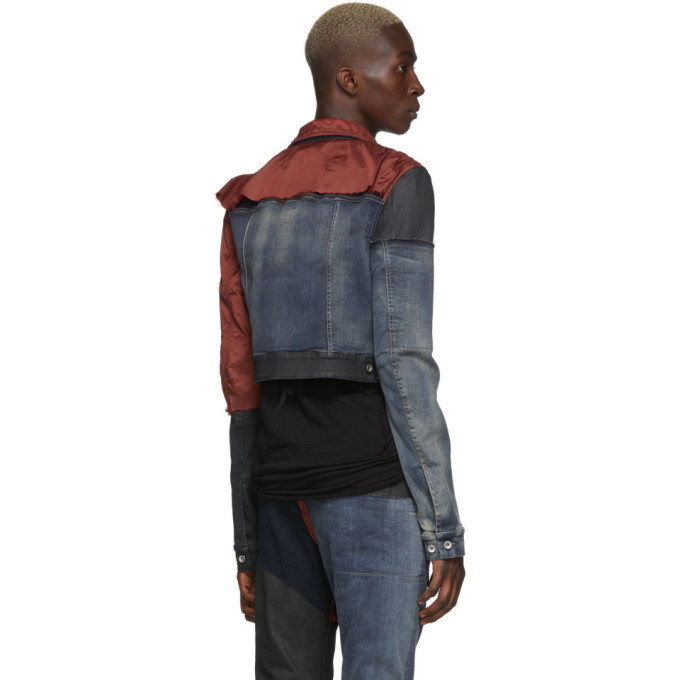 Rick Owens Drkshdw Red and Blue Denim Little Joe Jacket