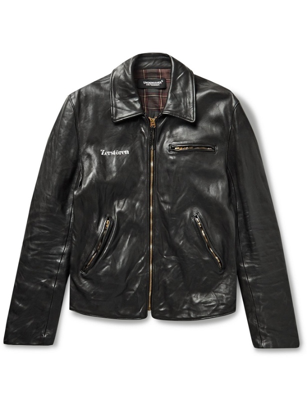 Photo: UNDERCOVER - Printed Creased-Leather Jacket - Black