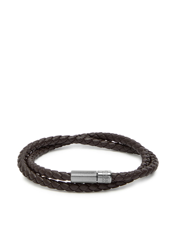 Photo: Tateossian Braided Leather Wrap Bracelet Brown