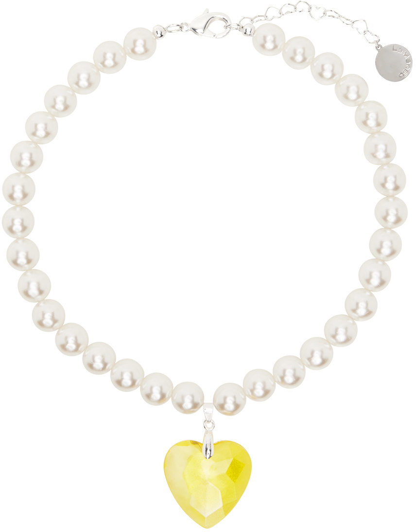 La Manso SSENSE Exclusive White Crystal Yellow Heart Necklace