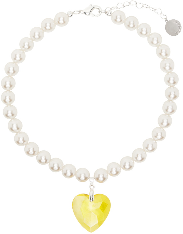Photo: La Manso SSENSE Exclusive White Crystal Yellow Heart Necklace