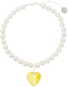 La Manso SSENSE Exclusive White Crystal Yellow Heart Necklace