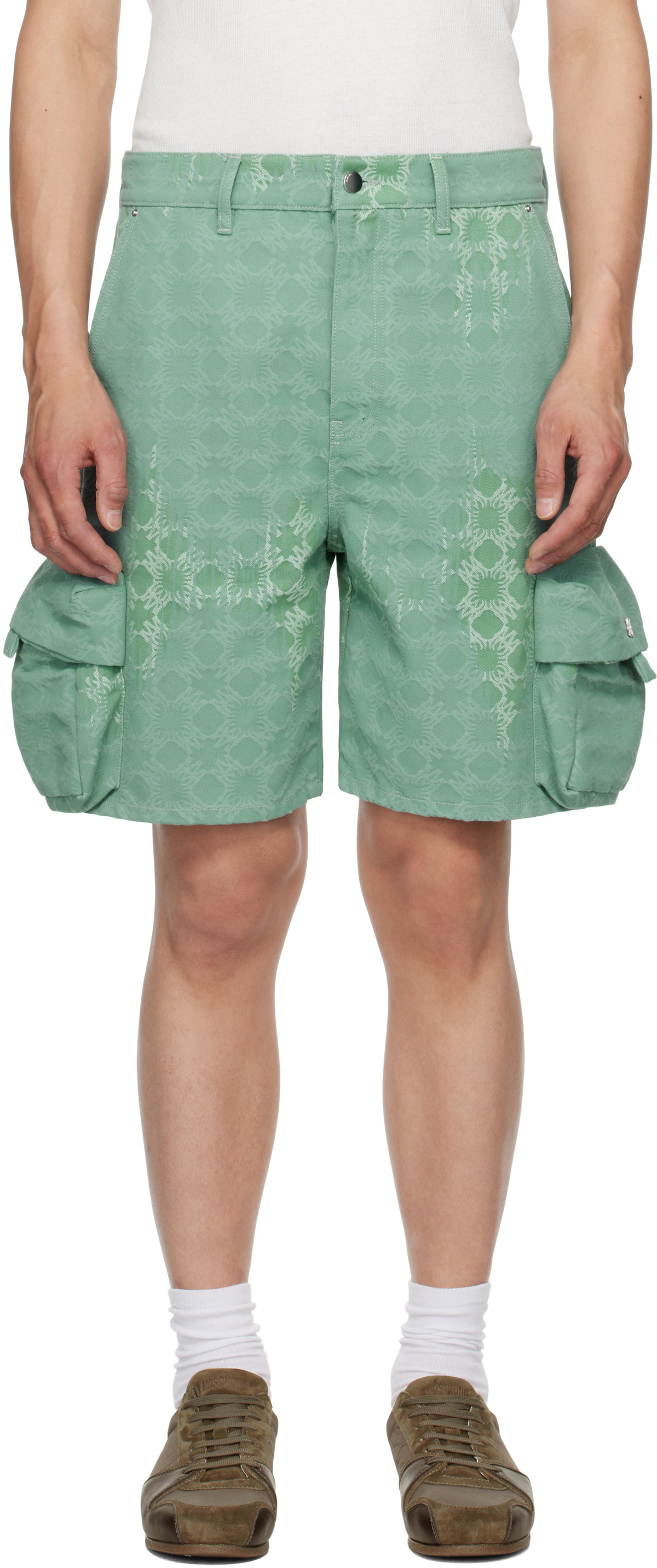 AMIRI Green MA Quad Bleached Cargo Shorts Amiri