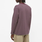 Danton Men's Long Sleeve Stripe T-Shirt in Purple Multi Stripe