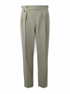 Brunello Cucinelli - Tapered Pleated Cotton-Twill Suit Trousers - Green