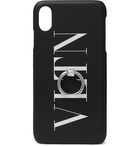 Valentino - Valentino Garavani Ring-Embellished Logo-Print Leather iPhone XS Max Case - Black