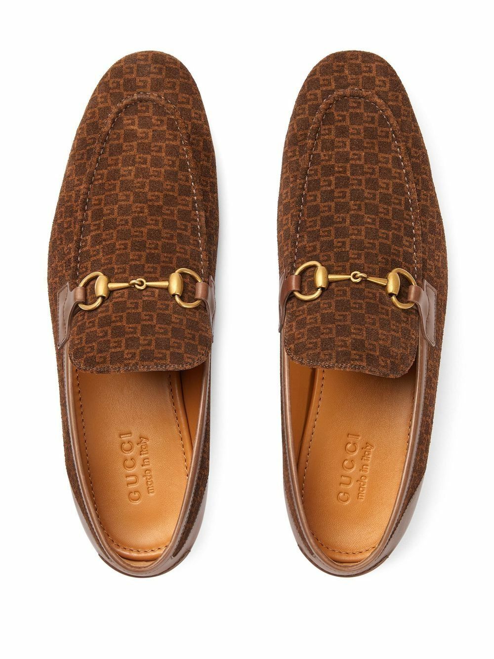 Gucci Brown Horsebit Monogram Suede Loafers Gucci