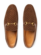 Gucci Brown Horsebit Monogram Suede Loafers