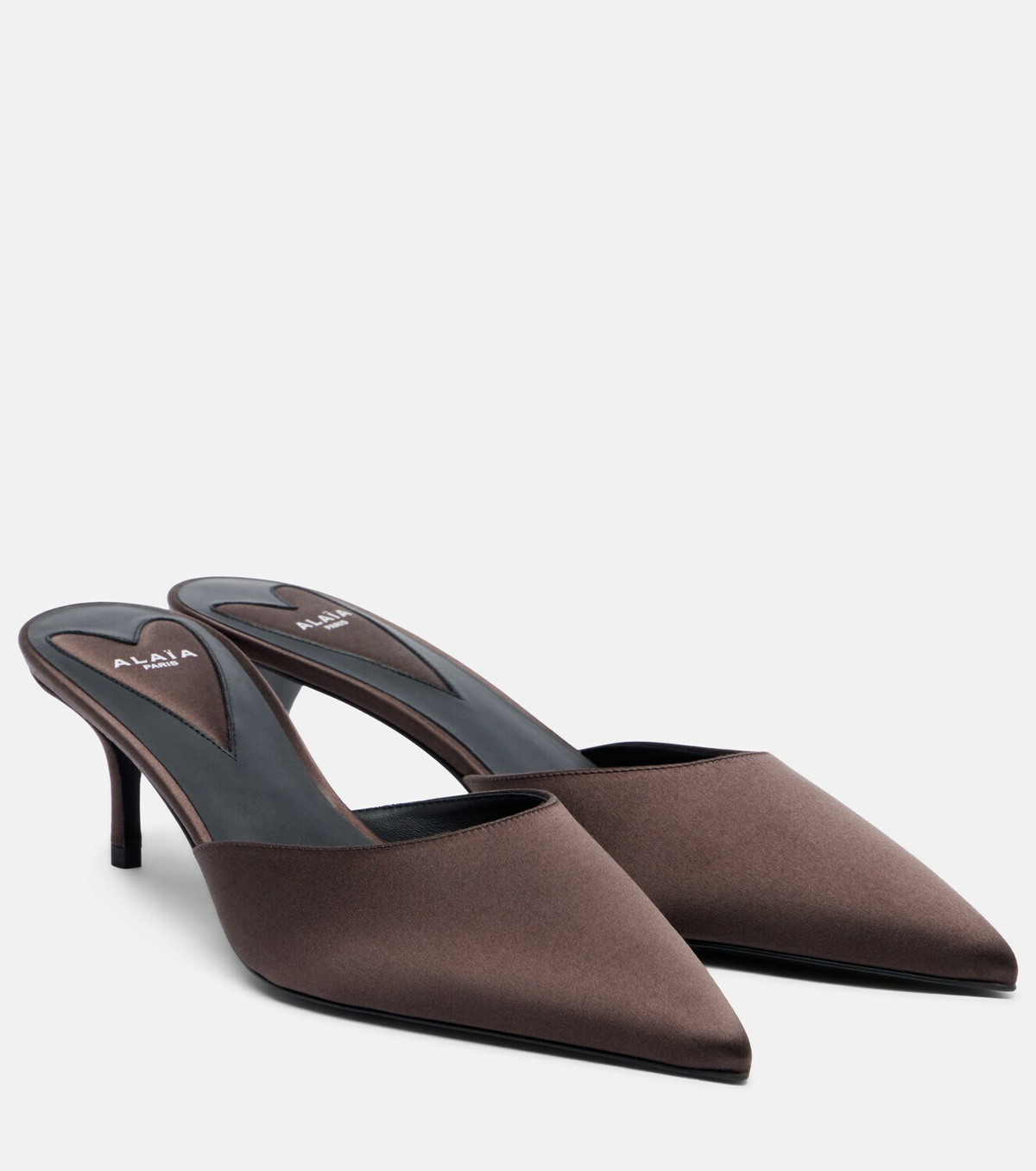 Alaïa Le Coeur satin mules