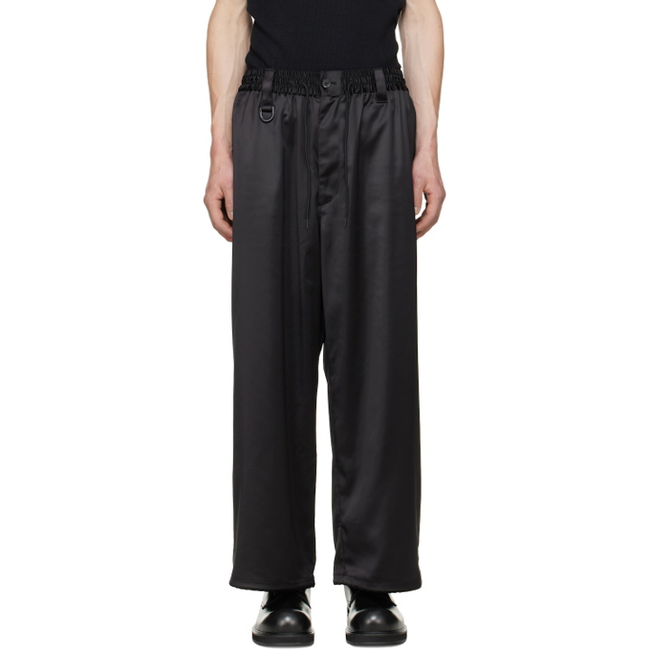 Photo: Y-3 Black Satin Gradient 3-Stripes Track Pants