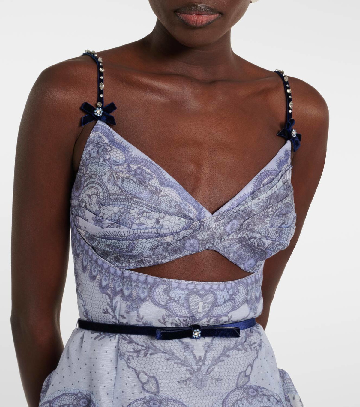 ZIMMERMANN リボン コットン ミニドレス Zimmermann Crush Twist Front bow-detail lace minidress
