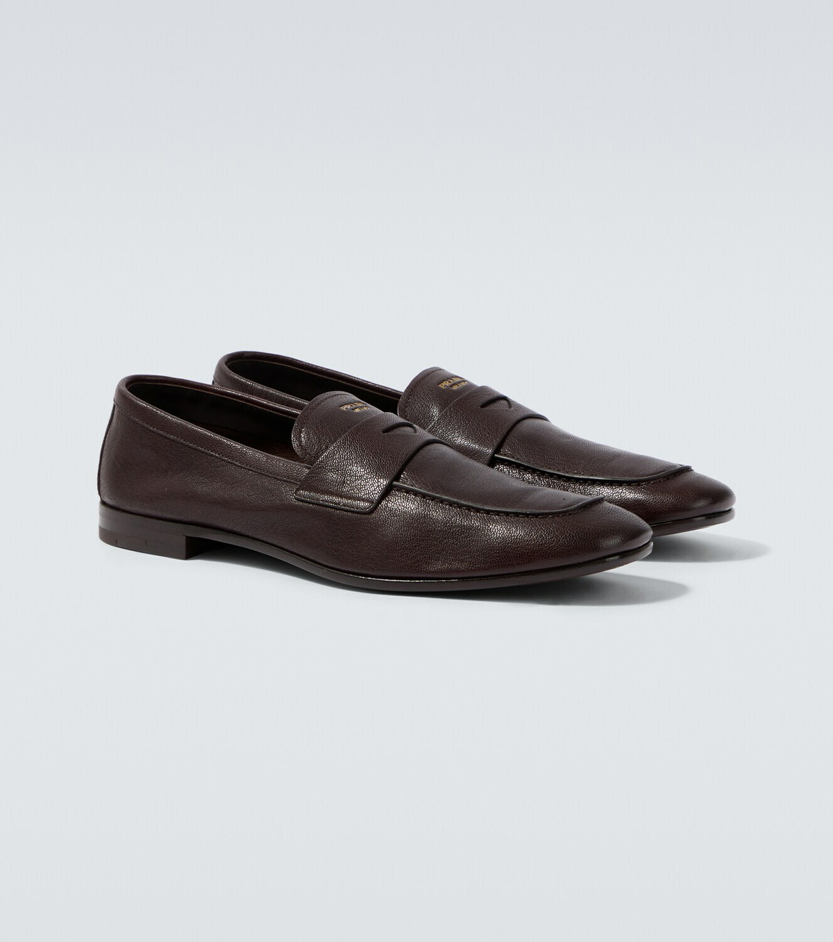 Prada Logo leather penny loafers