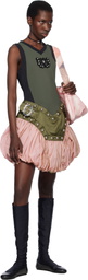 Chopova Lowena Green & Pink Backtuck Minidress