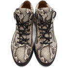 Giuseppe Zanotti Black and Off-White Python Kriss Sneakers