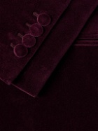 Kingsman - Double-Breasted Cotton-Velvet Tuxedo Jacket - Burgundy