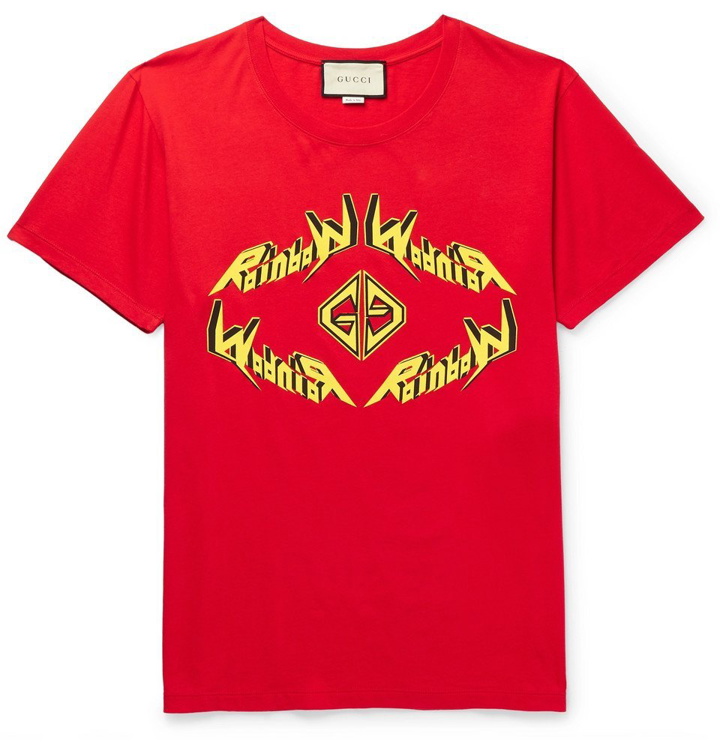 Photo: Gucci - Printed Cotton-Jersey T-Shirt - Men - Red