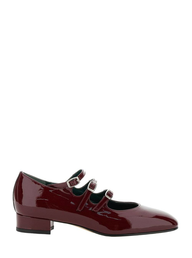 Photo: Carel ariana Bordeaux Pumps With Buckle Strap Closure In Patent Leather Woman